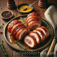 Bacon-Wrapped Chicken Delight on rustic wooden table