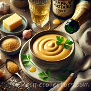 Champagne Dijon sauce served warm over sliced grilled beef