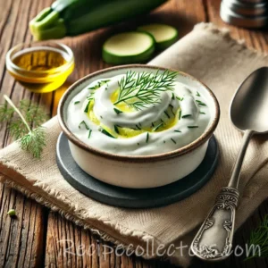 Zucchini dill yogurt sauce with fresh dill and garlic