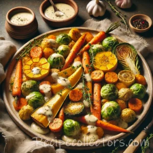 Garlic roasted autumn vegetables with butternut squash carrots and potatoes
