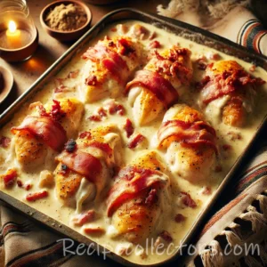 Creamy Sunday chicken bake with bacon, chipped beef and sour cream sauce