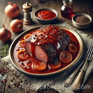 Slow Cooker BBQ Beef Roast with tender shredded beef in smoky barbecue sauce served in a rustic bowl.