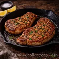 Air fryer pork chops with golden seasoning on a plate